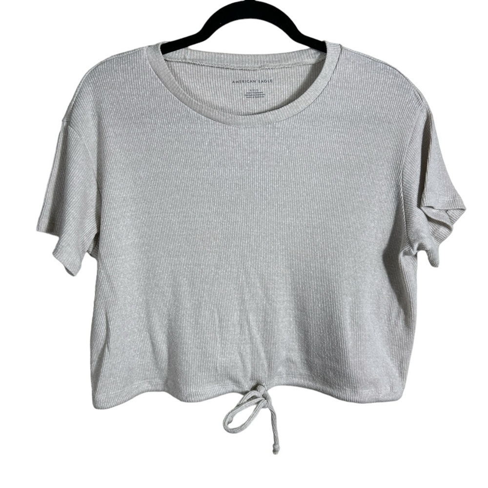 American Eagle Soft Knit Cropped Top Women's Size Medium-Cream/light beige Color
